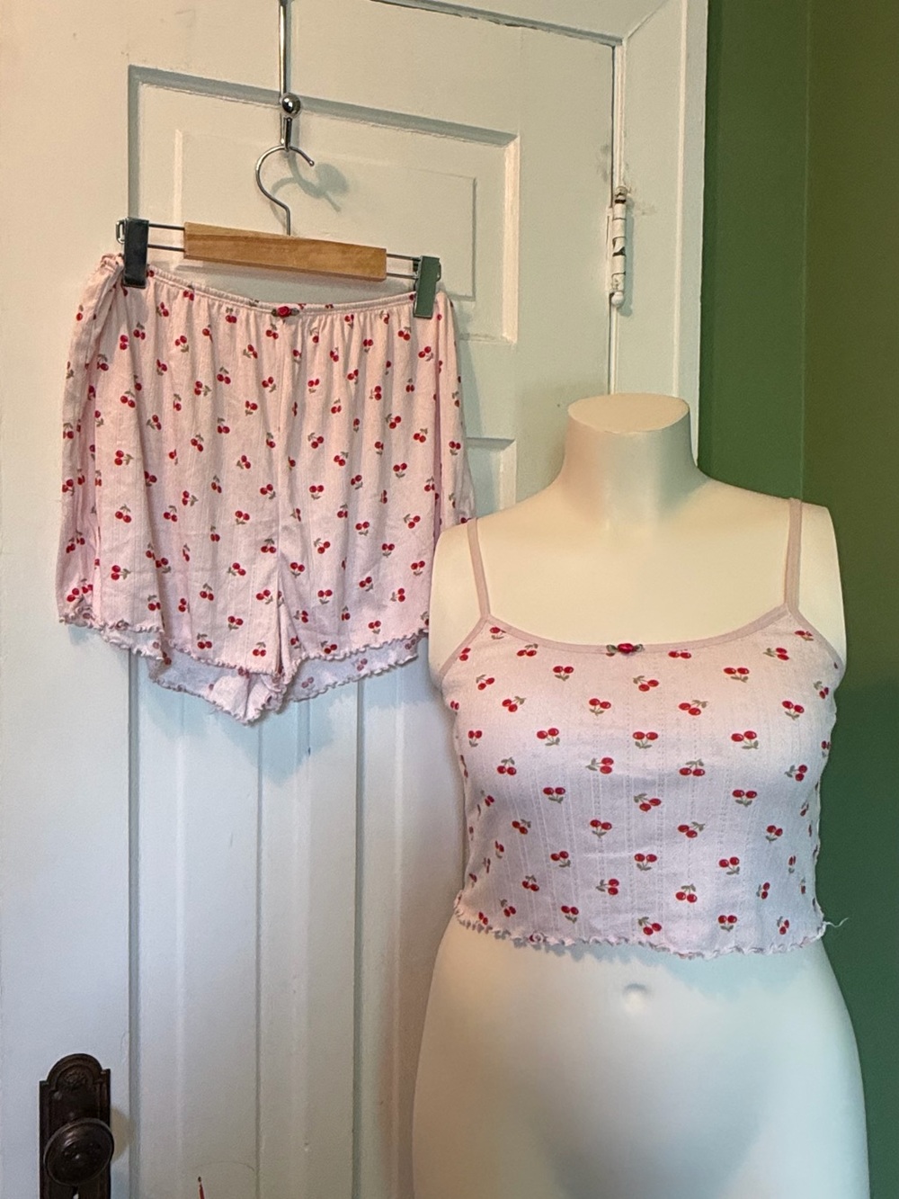 Women’s Pink Cherry Print Cami & Shorts Sleep Set